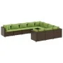 Garden sofa set 10 pieces and brown synthetic rattan cushions by , Garden sets - Ref: Foro24-3308334, Price: 751,91 €, Discou...