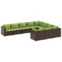 Set de sofás de jardín 10 pzas y cojines ratán sintético marrón de , Conjuntos de jardín - Ref: Foro24-3308334, Precio: 766,8...