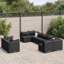Gartensofa-Set mit 9-teiligen Kissen aus schwarzem Kunststoff-Rattan. von , Gartensets - Ref: Foro24-3308299, Preis: 768,52 €...