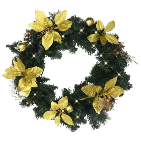 Weihnachtskranz mit LED-Lichtern PVC grün 60 cm von vidaXL, Weihnachtsbeleuchtung - Ref: Foro24-320974, Preis: 19,13 €, Rabat...