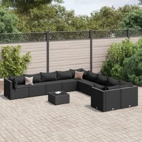 Garden sofa set 11 pieces and black synthetic rattan cushions by , Garden sets - Ref: Foro24-3308355, Price: 845,98 €, Discou...
