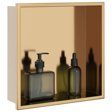 Shower niche in brushed gold stainless steel, 32x32x9 cm by , Shower walls and screens - Ref: Foro24-4005125, Price: 67,41 €,...