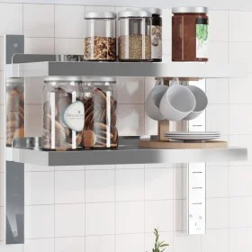 Edelstahl-Wandregal, silberfarben, 50x23,5x60 cm. von , Regale und Regale - Ref: Foro24-30317, Preis: 44,37 €, Rabatt: %