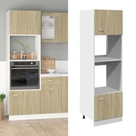 Armario de microondas contrachapada color roble 60x57x207 cm de , Armarios de cocina - Ref: Foro24-849627, Precio: 211,33 €, ...