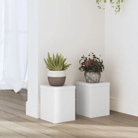 Soportes de plantas 2 uds madera ingeniería blanco 10x10x18 cm de , Soportes para macetas - Ref: Foro24-852888, Precio: 25,81...