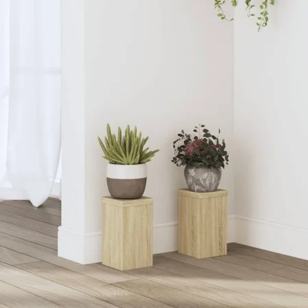 Soportes de plantas 2 uds madera roble Sonoma 10x10x18 cm de , Soportes para macetas - Ref: Foro24-852881, Precio: 17,39 €, D...