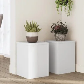Pflanzenständer 2 Stück aus weißem Ingenieurholz 25x25x35 cm von , Topfständer - Ref: Foro24-852906, Preis: 39,98 €, Rabatt: %