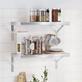 Wandregale 2 Stück Edelstahl silber 50x23,5 cm von , Regale und Regale - Ref: Foro24-3214510, Preis: 53,99 €, Rabatt: %
