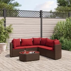 Set of 6 garden sofas and brown synthetic rattan cushions by , Garden sets - Ref: Foro24-3308397, Price: 373,35 €, Discount: %