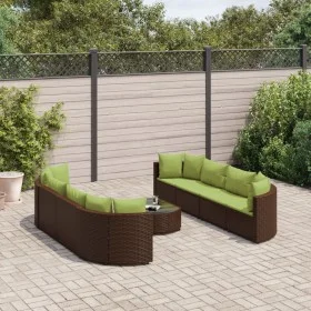 Garden sofa set 9 pieces and brown synthetic rattan cushions by , Garden sets - Ref: Foro24-3308430, Price: 735,37 €, Discoun...