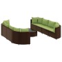 Garden sofa set 9 pieces and brown synthetic rattan cushions by , Garden sets - Ref: Foro24-3308430, Price: 749,98 €, Discoun...