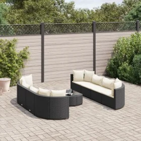 Garden sofa set with 9-piece black synthetic rattan cushions by , Garden sets - Ref: Foro24-3308424, Price: 622,13 €, Discoun...