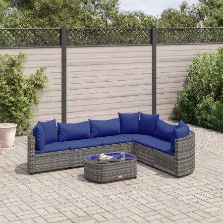7-piece garden sofa set with gray synthetic rattan cushions by , Garden sets - Ref: Foro24-3308383, Price: 437,39 €, Discount: %
