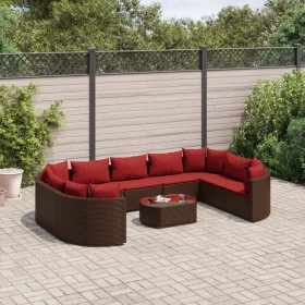 Garden sofa set 10 pieces and brown synthetic rattan cushions by , Garden sets - Ref: Foro24-3308405, Price: 711,03 €, Discou...