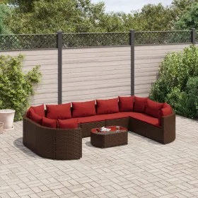 Garden sofa set 10 pieces and brown synthetic rattan cushions by , Garden sets - Ref: Foro24-3308405, Price: 683,46 €, Discou...