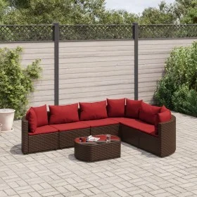 7-piece garden sofa set with brown PE rattan cushions by , Garden sets - Ref: Foro24-3308381, Price: 431,55 €, Discount: %