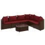 7-teiliges Gartensitzgruppen-Set mit braunen PE-Rattan-Kissen. von , Gartensets - Ref: Foro24-3308381, Preis: 430,76 €, Rabat...