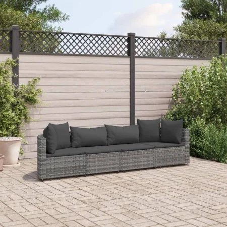 Garden sofa set 4 pieces with gray synthetic rattan cushions by , Garden sets - Ref: Foro24-3308458, Price: 266,30 €, Discoun...