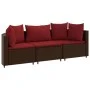 Three-piece garden sofa set and brown synthetic rattan cushions. by , Garden sets - Ref: Foro24-3308453, Price: 210,98 €, Dis...