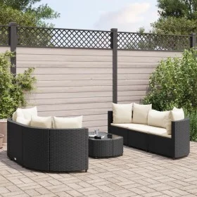 7-piece garden sofa set with black synthetic rattan cushions by , Garden sets - Ref: Foro24-3308432, Price: 477,47 €, Discoun...