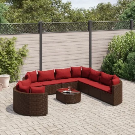 Garden sofa set 10 pieces and brown synthetic rattan cushions by , Garden sets - Ref: Foro24-3308413, Price: 635,67 €, Discou...