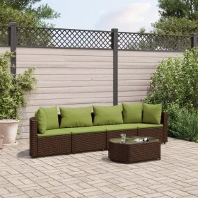 5-piece garden dining set with brown synthetic rattan cushions by , Garden sets - Ref: Foro24-3308374, Price: 394,97 €, Disco...