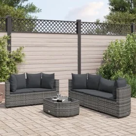 6-piece garden furniture set with gray synthetic rattan cushions by , Garden sets - Ref: Foro24-3308418, Price: 404,52 €, Dis...