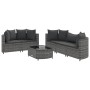 Gartenmöbel-Set 6-teilig mit grauen Polstern aus synthetischem Rattan von , Gartensets - Ref: Foro24-3308418, Preis: 408,47 €...