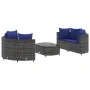 Garden sofa set with 5-piece synthetic rattan cushions in gray. by , Garden sets - Ref: Foro24-3308447, Price: 340,75 €, Disc...