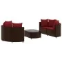 Set comedor de jardín 5 piezas y cojines ratán sintético marrón de , Conjuntos de jardín - Ref: Foro24-3308445, Precio: 360,1...