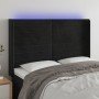 Cabecero con LED de terciopelo negro 147x16x118/128 cm en Cabeceros y pies de cama | Comprar online en Foro24