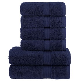 Juego de toallas 6 piezas 100% algodón azul marino 600 gsm de , Toallas - Ref: Foro24-137558, Precio: 58,98 €, Descuento: %