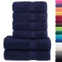 Juego de toallas 6 piezas 100% algodón azul marino 600 gsm de , Toallas - Ref: Foro24-137558, Precio: 58,98 €, Descuento: %