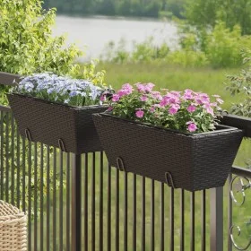Blumenkästen mit Haken, 2 Stück, schwarzes Kunststoff-Rattan. von , Töpfe und Pflanzgefäße - Ref: Foro24-366398, Preis: 61,44...