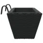 Planters with hooks 2 units black synthetic rattan by , Pots and planters - Ref: Foro24-366401, Price: 68,97 €, Discount: %