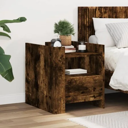 Engineered wood smoked oak bedside table 45x50x50 cm by , Nightstands - Ref: Foro24-848280, Price: 54,55 €, Discount: %
