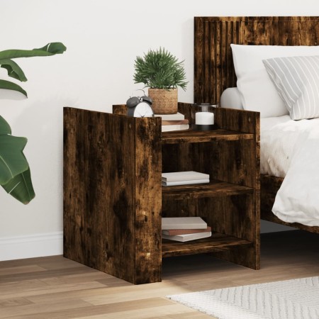 Mesita de noche madera de ingeniería roble ahumado 45x50x50 cm de , Mesitas de noche - Ref: Foro24-848294, Precio: 45,44 €, D...