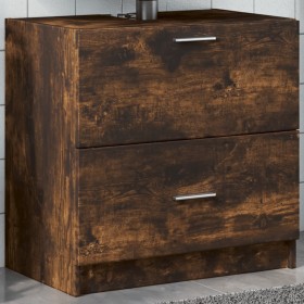 Engineered wood smoked oak sink cabinet 59x37x59 cm by , Bathroom furniture - Ref: Foro24-848112, Price: 74,08 €, Discount: %