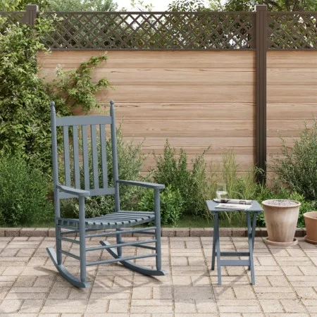 Rocking chair with folding table made of solid gray poplar wood by , Rocking chairs - Ref: Foro24-3281258, Price: 134,13 €, D...