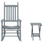 Rocking chair with folding table made of solid gray poplar wood by , Rocking chairs - Ref: Foro24-3281258, Price: 134,13 €, D...