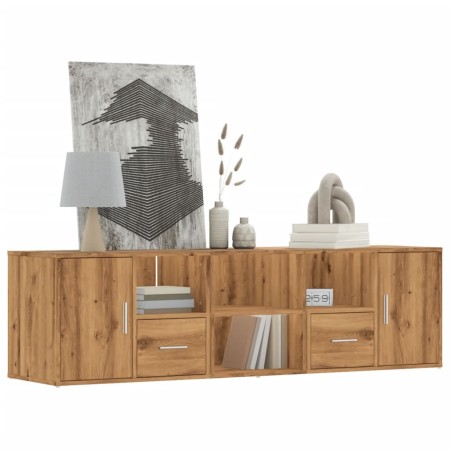 Engineered oak wood corner furniture, Artisian style, 160x40x45 cm by , Closets and storage - Ref: Foro24-3307827, Price: 116...