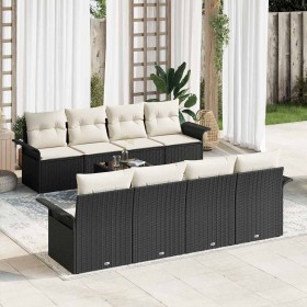 Conjunto de sofá de jardín 9 pcs Negro Poliratán
