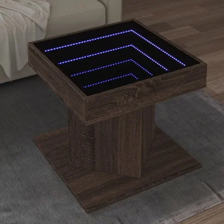 Center table and LED engineered wood in brown oak, 50x50x45 cm by , Coffee table - Ref: Foro24-847566, Price: 93,86 €, Discou...