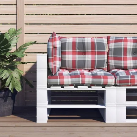 Cushions for pallets, 3 units, red checkered fabric. by , Cushions for chairs and sofas - Ref: Foro24-360869, Price: 41,55 €,...