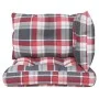 Cushions for pallets, 3 units, red checkered fabric. by , Cushions for chairs and sofas - Ref: Foro24-360869, Price: 41,55 €,...