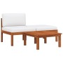Conjunto de jardín de 3 piezas con cojines de madera de acacia