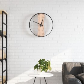 Iron and brown oak wood wall clock Ø35 cm by , Wall clocks - Ref: Foro24-4008397, Price: 39,78 €, Discount: %