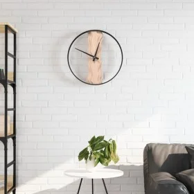 Reloj de pared de hierro y madera de roble marrón Ø35 cm de , Relojes de pared - Ref: Foro24-4008397, Precio: 42,50 €, Descue...