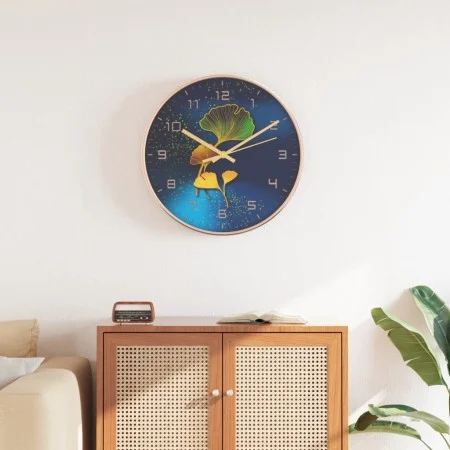 Wall clock made of polystyrene and golden and blue glass Ø29.5 cm by , Wall clocks - Ref: Foro24-4008407, Price: 17,84 €, Dis...
