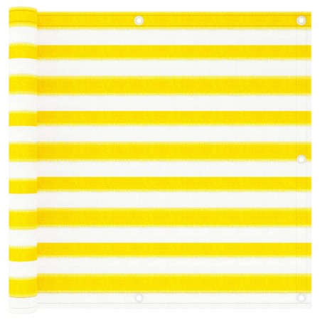 Toldo para balcón HDPE amarillo y blanco 90x300 cm de vidaXL, Sombrillas - Ref: Foro24-310876, Precio: 18,50 €, Descuento: %